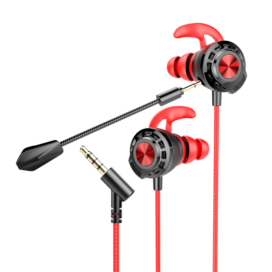 Slušalice sa mikrofonom gaming RAMPAGE RM-K36 PROUD 3.5mm Gaming Red In-Ear Headphone, dual Mic, Detachable long mic, 35238