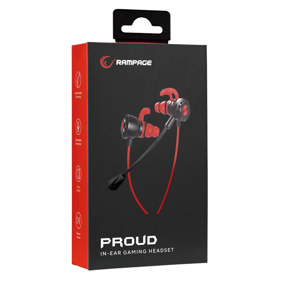 Slušalice sa mikrofonom gaming RAMPAGE RM-K36 PROUD 3.5mm Gaming Red In-Ear Headphone, dual Mic, Detachable long mic, 35238 - Image 5