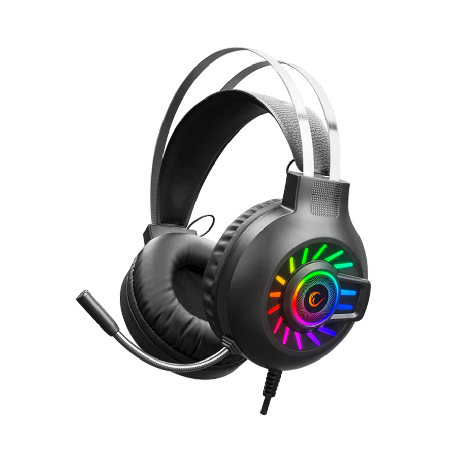 Slušalice sa mikrofonom gaming RAMPAGE RM-K44 ZENGIBAR Black 7.1 Surround RGB Light Effect Gaming Headset with Flexivle long Microphone, 35129