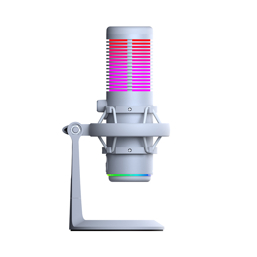 Mikrofon gaming RAMPAGE BEMOL RGB White Microphone with Shock Mount and Pop Filter for Gaming, Streaming, Podcasts, 41148 - Image 3