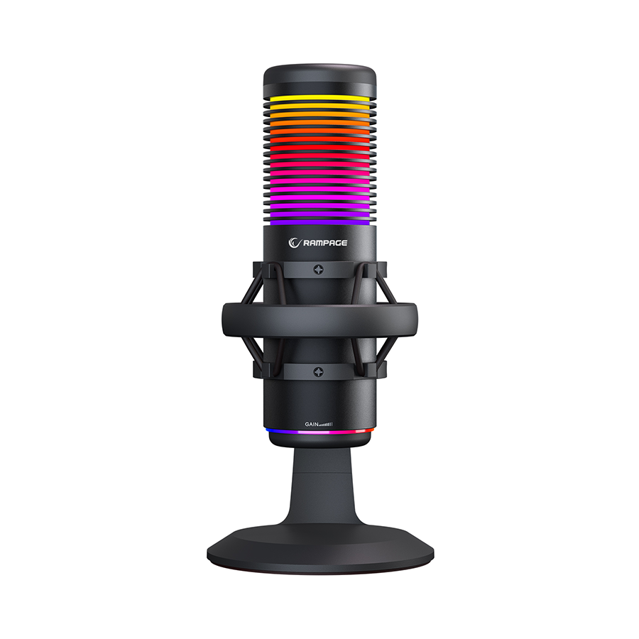 Mikrofon gaming RAMPAGE Bemol RGB Black Microphone with Shock Mount and Pop Filter for Gaming, Streaming, Podcasts, 41147 - Image 2