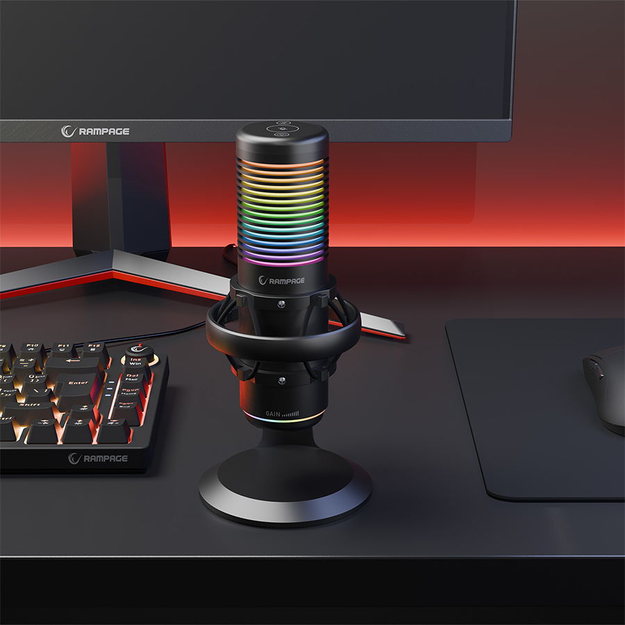 Mikrofon gaming RAMPAGE Bemol RGB Black Microphone with Shock Mount and Pop Filter for Gaming, Streaming, Podcasts, 41147 - Image 8
