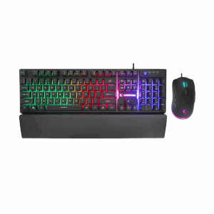 Tastatura + miš gaming RAMPAGE KM-RX7 FORTUNA Rainbow Backlit FULL SIZE US/ENGLISH Layout 6400 dpi Mouse COMBO SET, 39908