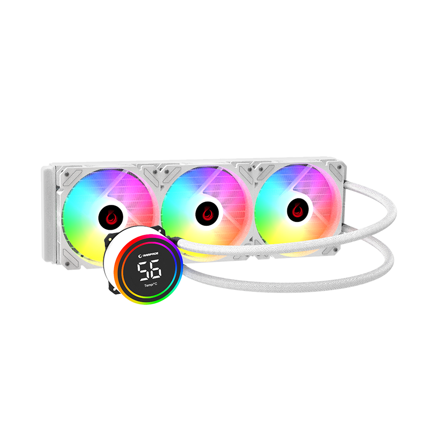 CPU hladnjak AIO Liquid RAMPAGE HELIOS C17 White 12cm Fan Temperature Display Intel LGA1700/AMD AM5 ARGB 360mm Liquid Cooling CPU Fan 40918
