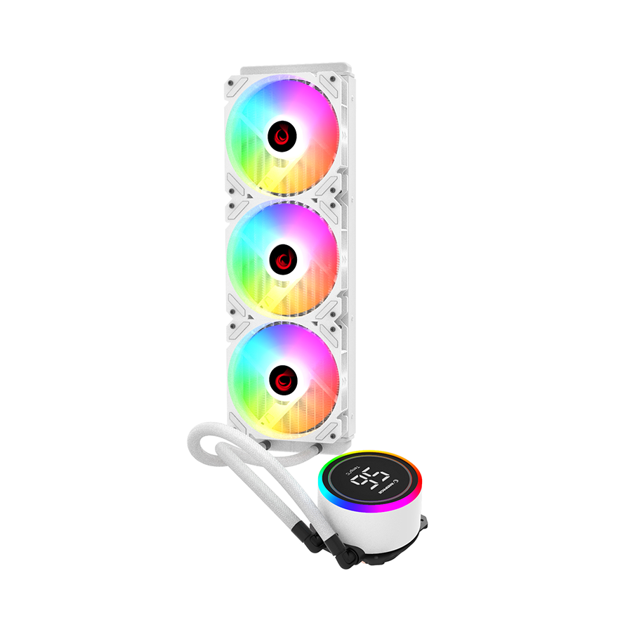 CPU hladnjak AIO Liquid RAMPAGE HELIOS C17 White 12cm Fan Temperature Display Intel LGA1700/AMD AM5 ARGB 360mm Liquid Cooling CPU Fan 40918 - Image 2
