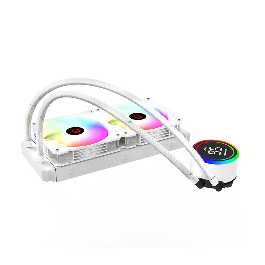 CPU hladnjak AIO Liquid RAMPAGE HELIOS C15 White 12cm Fan Temperature Display Intel LGA1700/AMD AM5 ARGB 240mm Liquid Cooling CPU Fan, 40917