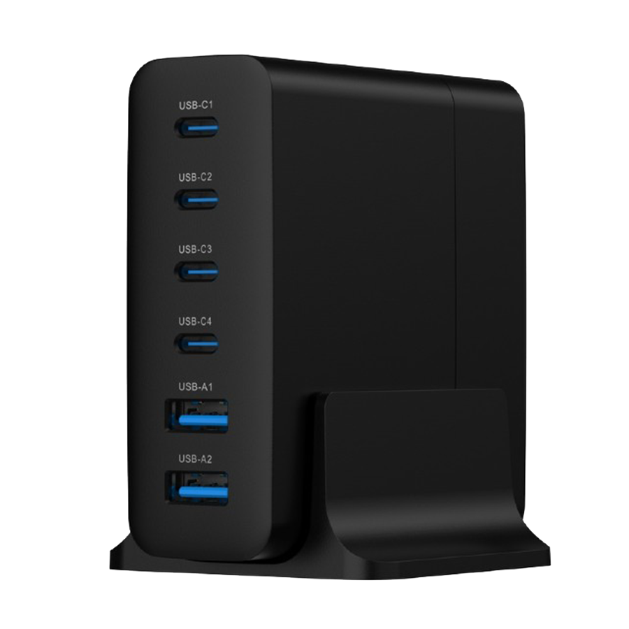 Power station USB brzi/quick punjač GEMBIRD, 6-port 75W GaN USB fast charger, black, Type-C, USB, TA-UC-2A4C-PD75-01-BK - Image 3