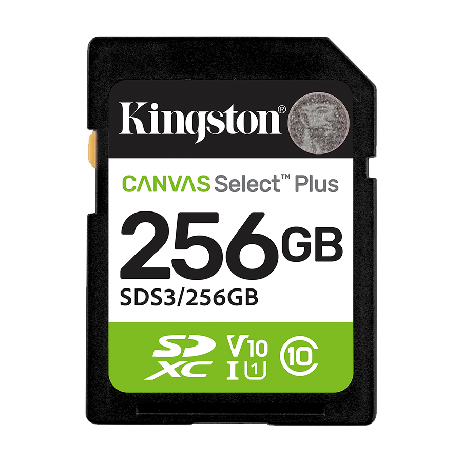 Micro SD card Kingston 256 GB SDCS3/256GB Class10 Canvas Select Plus SD adapter;100MBs Read,Class 10 UHS-I