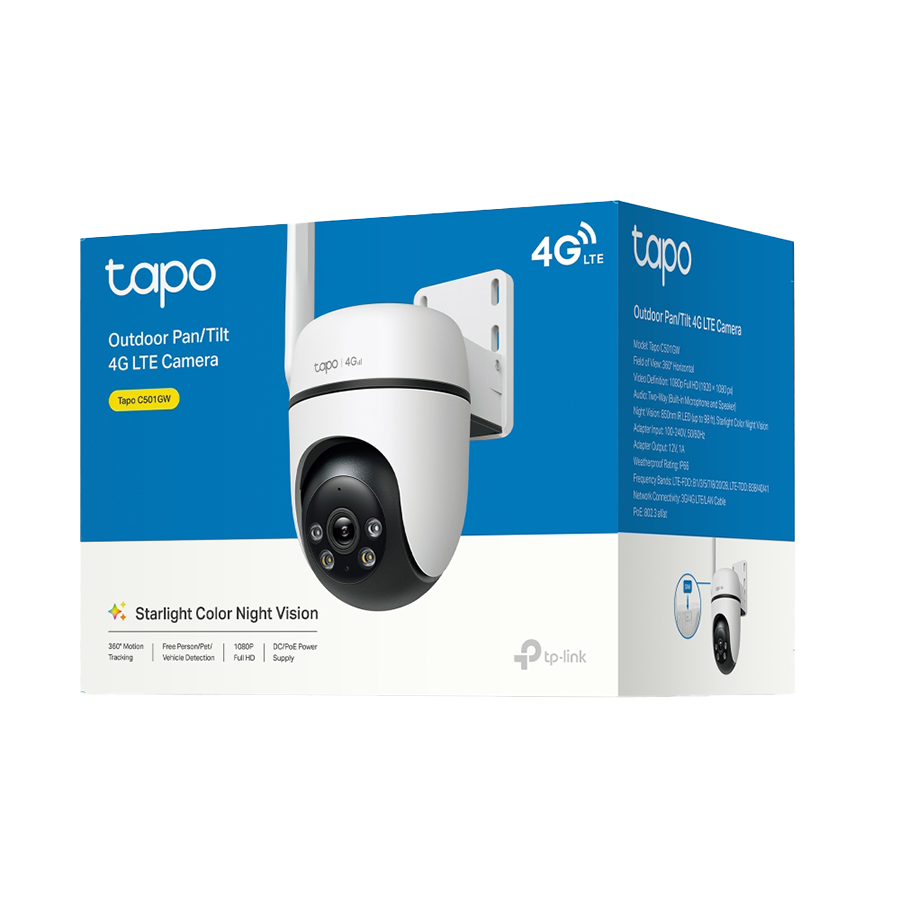TP-Link Tapo C501GW Outdoor Pan/Tilt 4G LTE Camera, 1080p (1920x1080), 4G LTE, 1 x External Antenna, 1 x PoE Port, Horizontal 360 TAPO-C501GW - Image 4