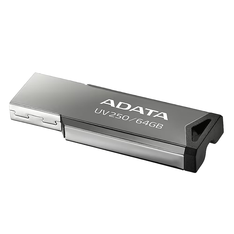 USB Memory stick Adata 64GB UV250 2.0 Silver Metal Style AUV250-64G-RBK - Image 2