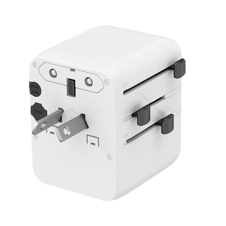 Univerzalni strujni adapter za sve zemlje + USB + Type-C punjač GEMBIRD, 20 W, white, TPA-1A2C20-01-W - Image 2