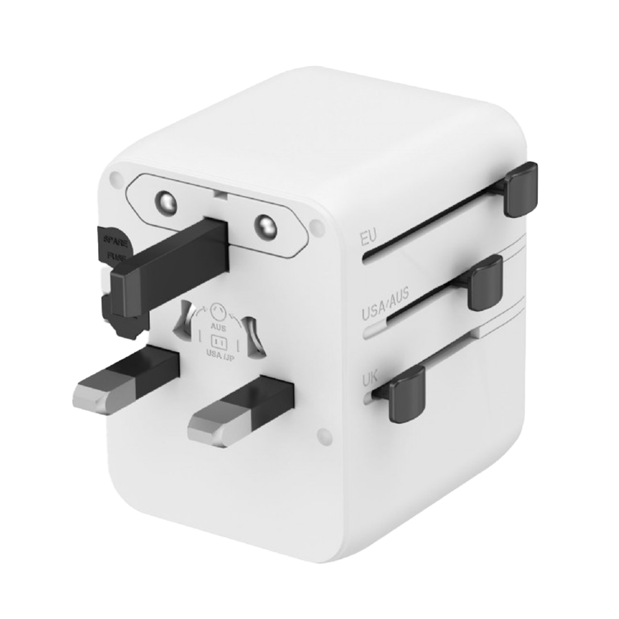Univerzalni strujni adapter za sve zemlje + USB + Type-C punjač GEMBIRD, 20 W, white, TPA-1A2C20-01-W - Image 3