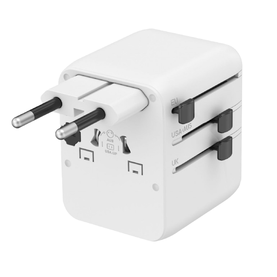 Univerzalni strujni adapter za sve zemlje + USB + Type-C punjač GEMBIRD, 20 W, white, TPA-1A2C20-01-W - Image 4