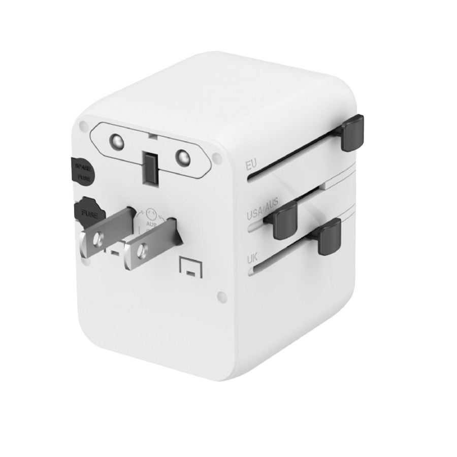 Univerzalni strujni adapter za sve zemlje + USB + Type-C punjač GEMBIRD, 20 W, white, TPA-1A2C20-01-W - Image 5