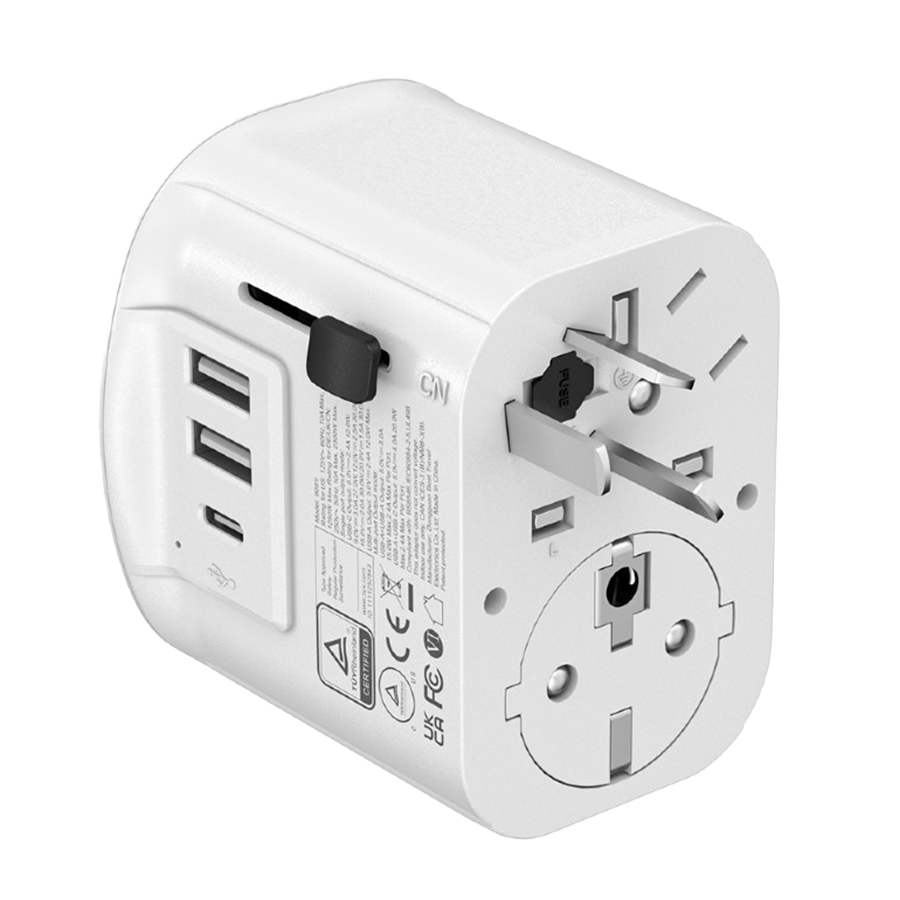 Univerzalni strujni adapter za sve zemlje + USB + Type-C punjač GEMBIRD, 20 W, white, TPA-EU2A1C15-01-W - Image 3