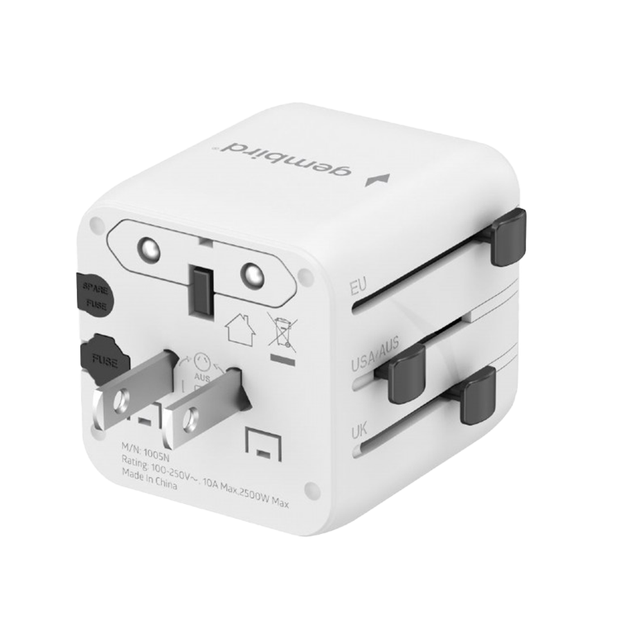 Univerzalni strujni adapter za sve zemlje GEMBIRD, 20 W, white, TPA-INT-01-W - Image 4