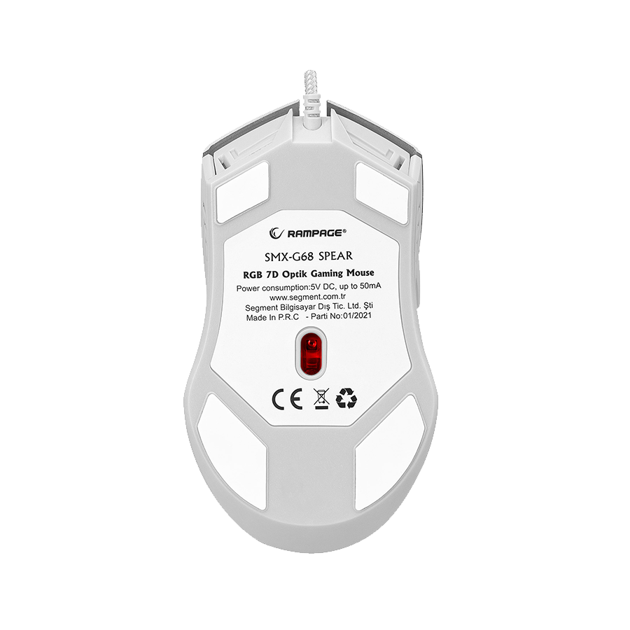 Miš gaming RAMPAGE SMX-G68 SPEAR Full RGB 7200DPI White 7D Macro Gaming Mouse - Image 6