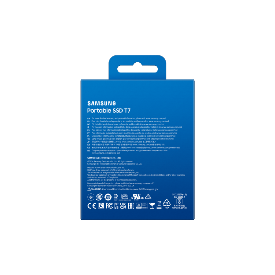 EXT.SSD SAMSUNG Portable T7 2TB USB 3.2 Gen 2 Sequential Read/Write : Up to 1,050MB/sec /Up to 1,000 MB/sec/plava/MU-PC2T0H/WW - Image 5
