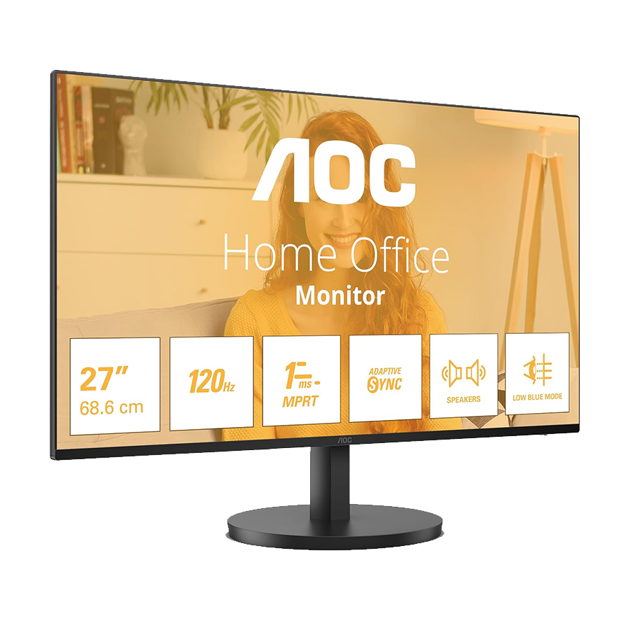 MONITOR AOC 27B31H 27" IPS, 1920x1080, 120Hz, 1ms MPRT, 300 cd/m2, 1500:1, Adaptive Sync, VGA, HDMI, Tilt, Black, VESA, 3y