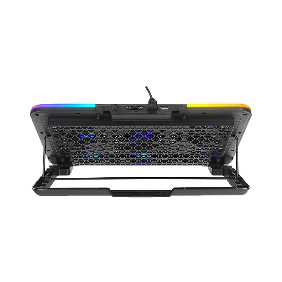Postolje za notebook gaming Rampage SIXPOWER R9 6 Fan RGB Lighted Notebook Cooler with Phone Holder, 39394 - Image 2