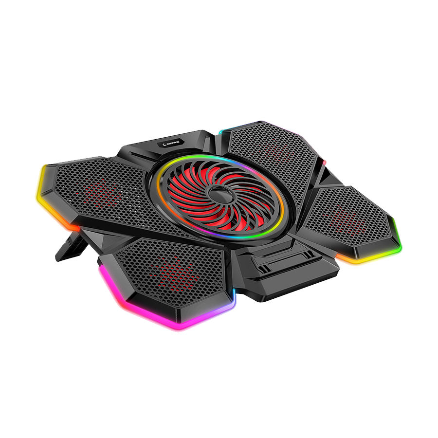 Postolje za notebook gaming Rampage S47 COOLFLOW 5 Pieces Red LED Fan, 10-17", 40526