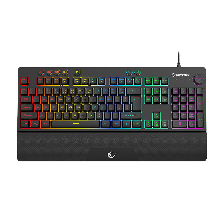 Tastatura gaming RAMPAGE KB-GX65 SIMULA USB RGB illuminated 4 Macro-key English Layout wrist-supported, 42183