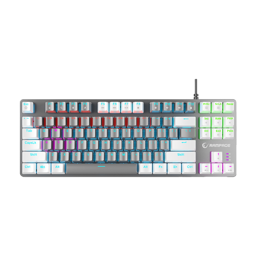 Tastatura gaming RAMPAGE Snug K14 Gray/White Blue Switch Mechanical Gaming Keyboard ENGLISH Layout English Rainbow TKL, 41853 - Image 2