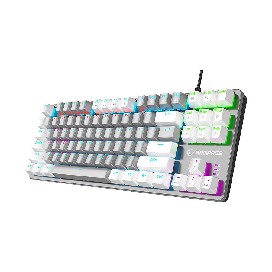 Tastatura gaming RAMPAGE Snug K14 Gray/White Blue Switch Mechanical Gaming Keyboard ENGLISH Layout English Rainbow TKL, 41853 - Image 3