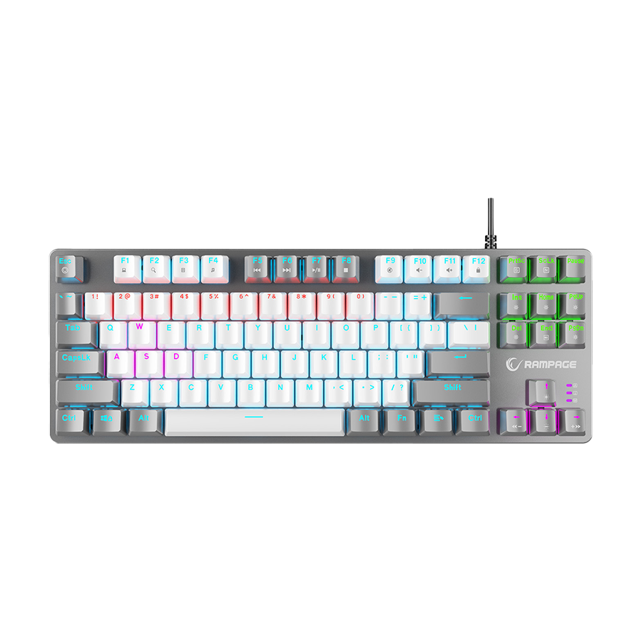 Tastatura gaming RAMPAGE SNUG K14 White/Gray Red Switch Mechanical Gaming Keyboard ENGLISH Layout English Rainbow TKL, 41852 - Image 2