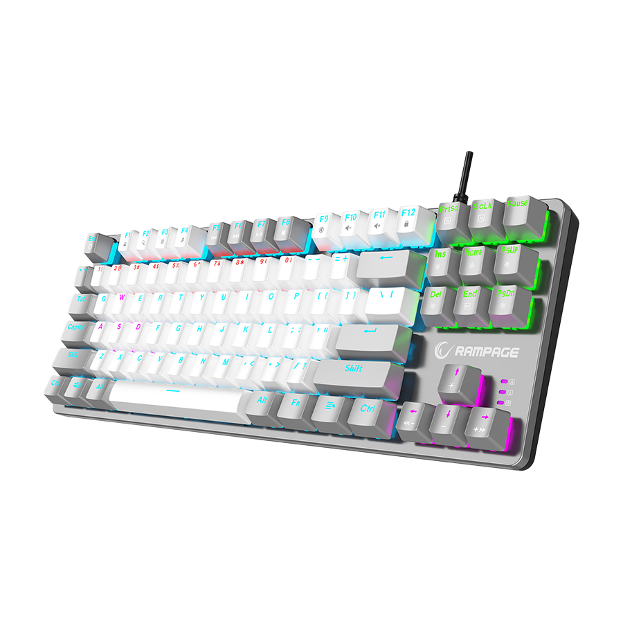 Tastatura gaming RAMPAGE SNUG K14 White/Gray Red Switch Mechanical Gaming Keyboard ENGLISH Layout English Rainbow TKL, 41852 - Image 3
