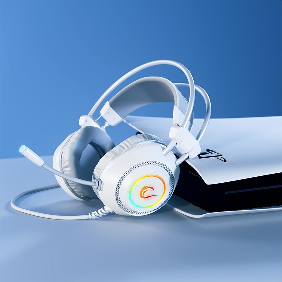 Slušalice sa mikrofonom gaming RAMPAGE RM-K19 RAGING PLUS White USB 7.1 Surround RGB LED Gaming Headset with Microphone, 40176 - Image 7