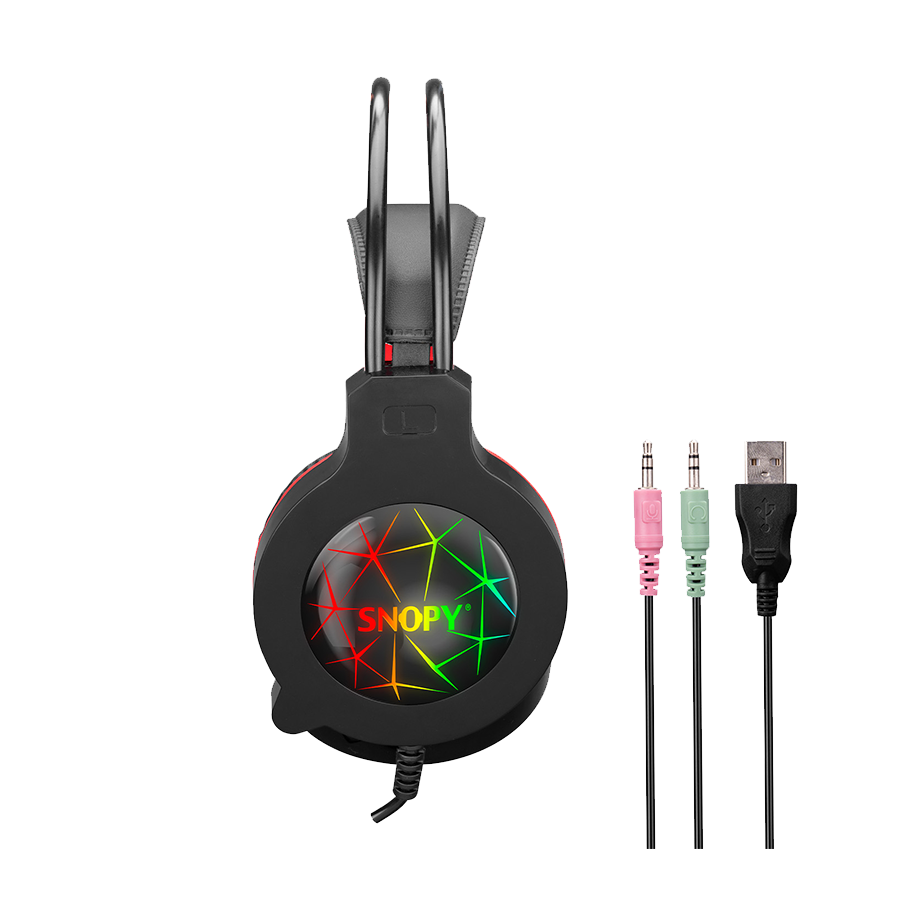 Slušalice sa mikrofonom gaming Snopy SN-GX7 CRAZY Black USB Led Microphone Headset, 31380 - Image 4