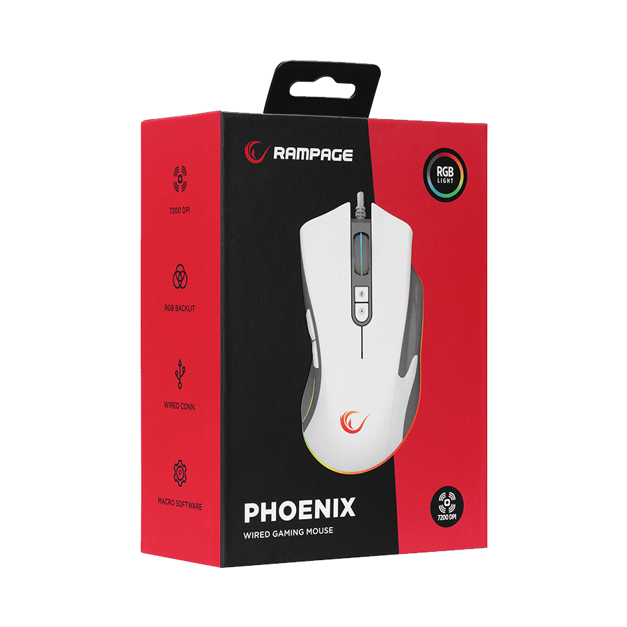 Miš gaming RAMPAGE SMX-R22 PhoenIX V2 White 7 key RGB 12800DPI, 39102 - Image 7