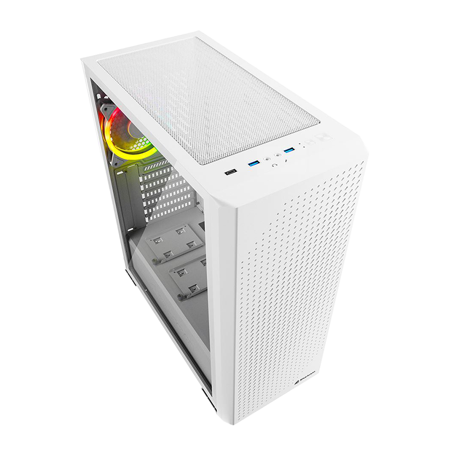 Kućište SHARKOON gaming, VS9 White RGB ATX, Tempered Glass, ventilator 3x120mm - Image 3