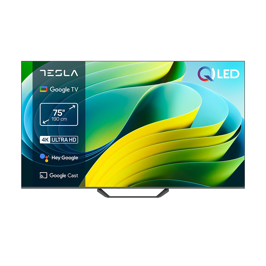 TESLA QLED TV 75" Q75E655GUS UHD Google TV, DVB-T/T2/C/S/S2;HDMIx3:USBx2:CI;2x12W Box Zvucnici