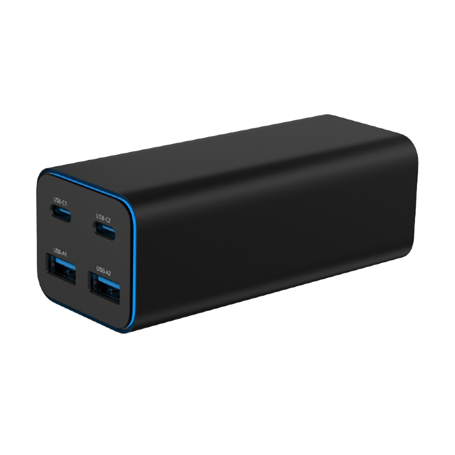 USB punjač 2xType-C + 2xUSB-A 4-port 100 W GaN USB PowerDelivery fast charger, black, GEMBIRD, TA-UC-2A2C-PD100-01-BK