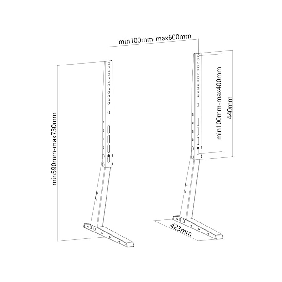 Stalak/Nogare za TV VESA GEMBIRD TVS-D70F-01 black, 37" - 70" - Image 4