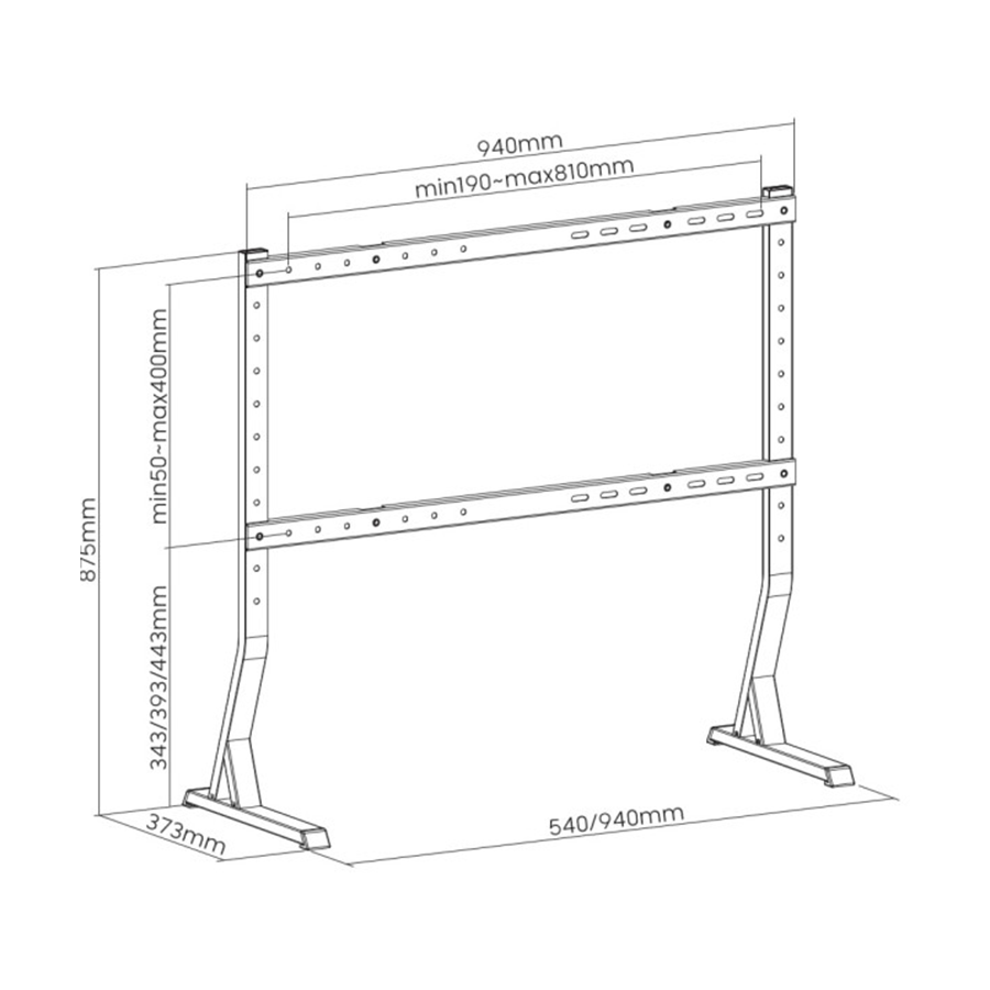 Stalak/Nogare za TV VESA GEMBIRD TVS-D90F-01 black, 45" - 90" - Image 4