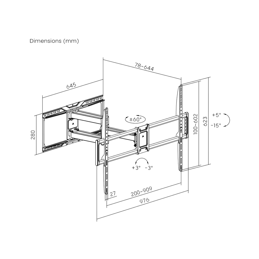 Zidni nosač GEMBIRD WM-105ST-01, Full-motion TV wall mount, 50" - 105'' - Image 5