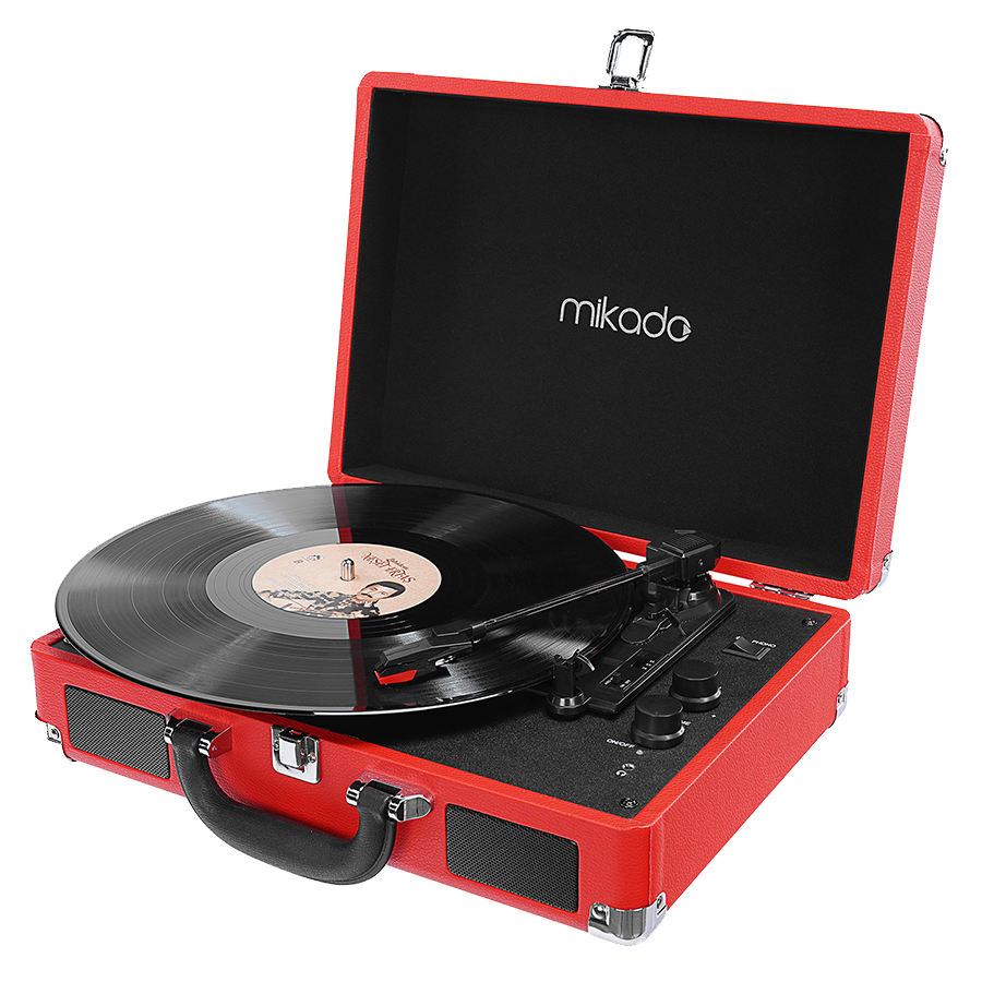 Gramofon Mikado Nostalgia MN-P317 Red Turntable + Rca + Bluetooth Supported Music Box, 23651