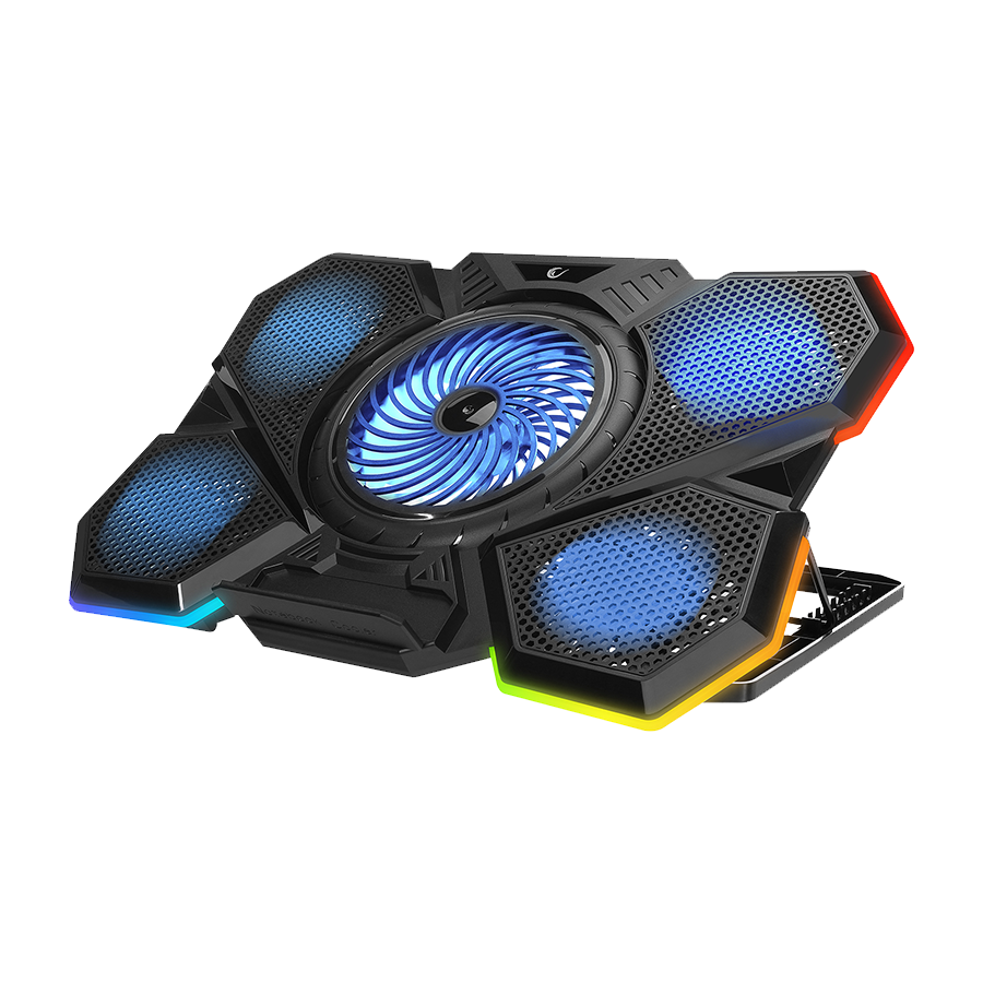 Postolje za notebook gaming Addison RAMPAGE AD-RC13 BELLATRIX BLACK 5 FAN 2 USB RGB LIGHT 15 "-17" Notebook Cool Stand, 40487