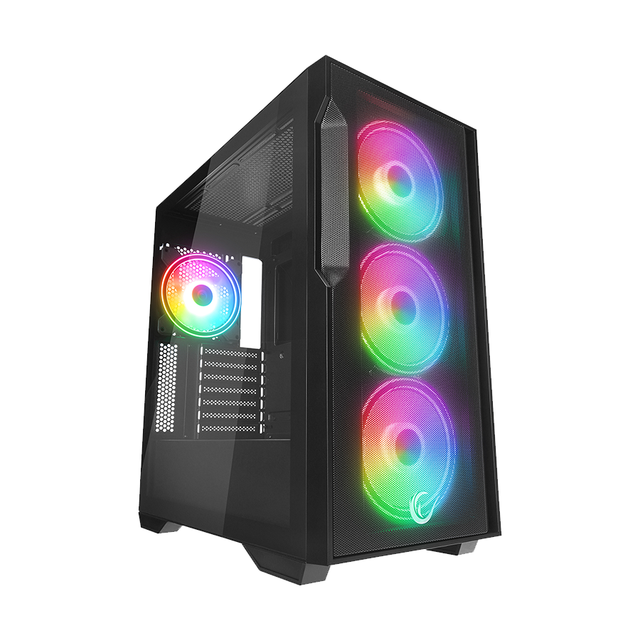 Kućište gaming RAMPAGE CRAFT CRUISER V1 Mesh Tempered Glass Black 4*14cm RGB Fan Hub Controller TYPE-C E-ATX Big-T, 40412