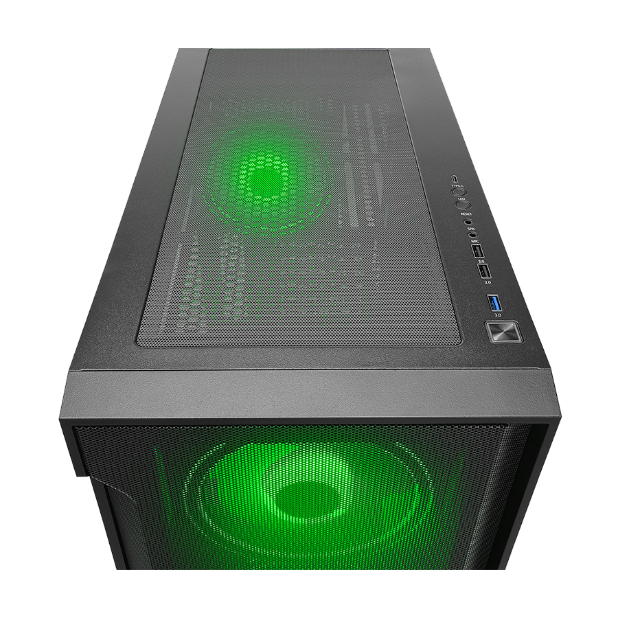 Kućište gaming RAMPAGE CRAFT CRUISER V1 Mesh Tempered Glass Black 4*14cm RGB Fan Hub Controller TYPE-C E-ATX Big-T, 40412 - Image 3