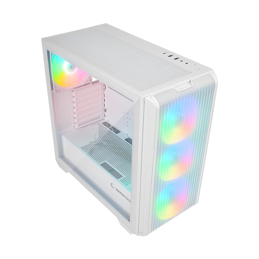 Kućište gaming RAMPAGE CRAFT White Mesh Type-C*1 Usb3.0*2 HD Audio 1*14CM 3*12CM ARGB Fan ATX Mid-T, 39988 - Image 4