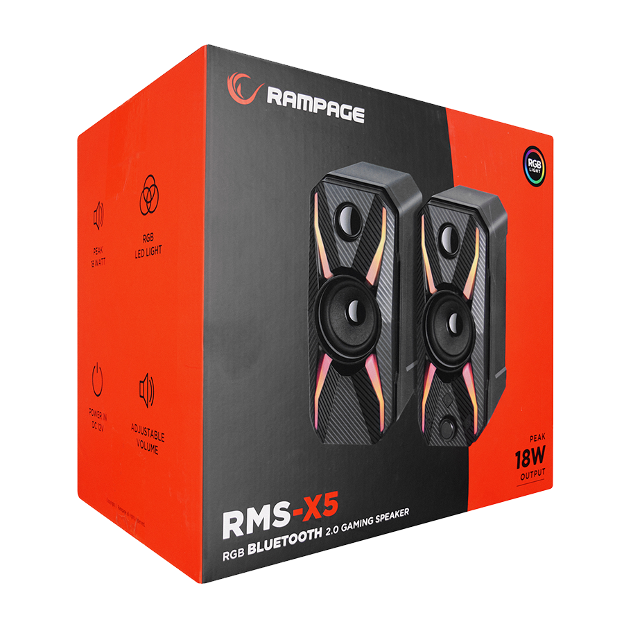 Zvučnici 2.0 gaming RAMPAGE RMS-X5 2.0 Black Multimedia Gaming USB Speaker, 39545 - Image 6
