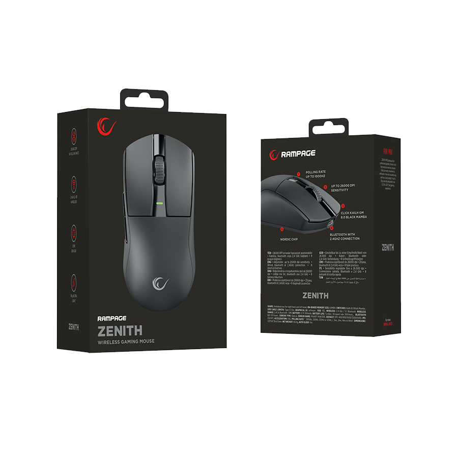 Miš gaming RAMPAGE Zenith Bt Wired 2.4g Black Wireless Paw3395 Nordic 52833 MCU, 41653 - Image 11