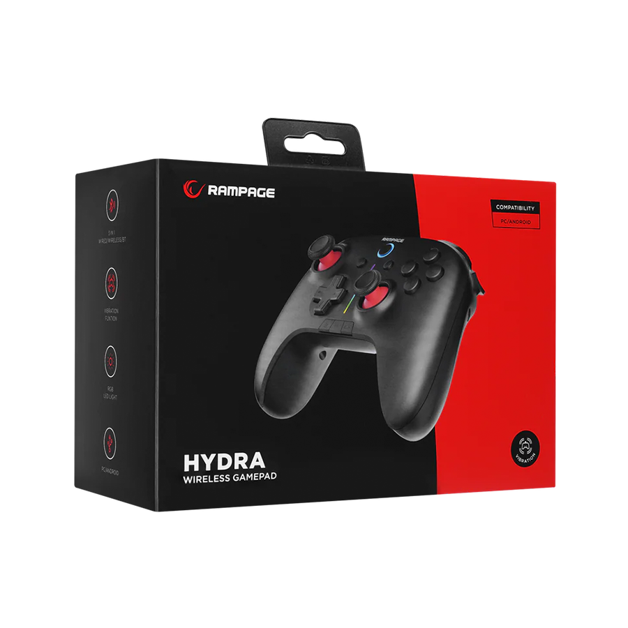 Game Pad gaming RAMPAGE HYDRA Black bluetooth wireles 2.4 GHz PC Gamepad RGB Joypad, 41047 - Image 7