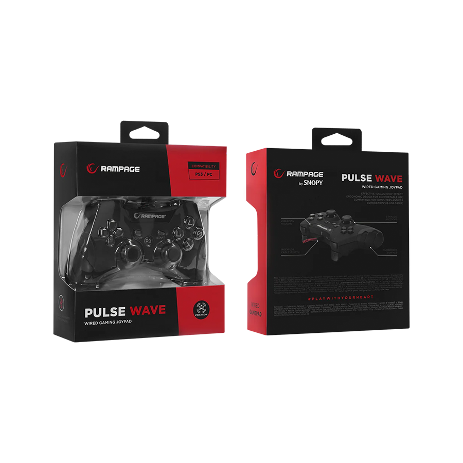 Game Pad gaming RAMPAGE Pulse Wave PS3/PC X INPUT Siyah USB 1.8m Joypad, 40718 - Image 7
