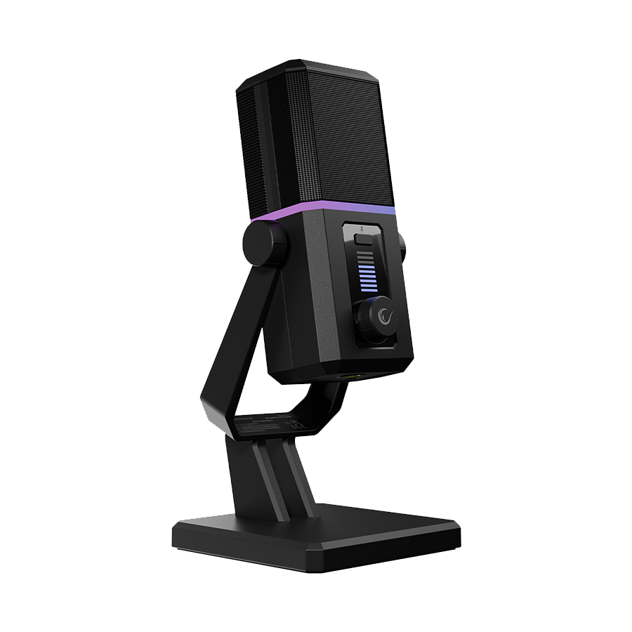 Mikrofon gaming RAMPAGE RA-MP75 CYCLONE Black Desktop Microphone with RGB Audio Indicator, 42249