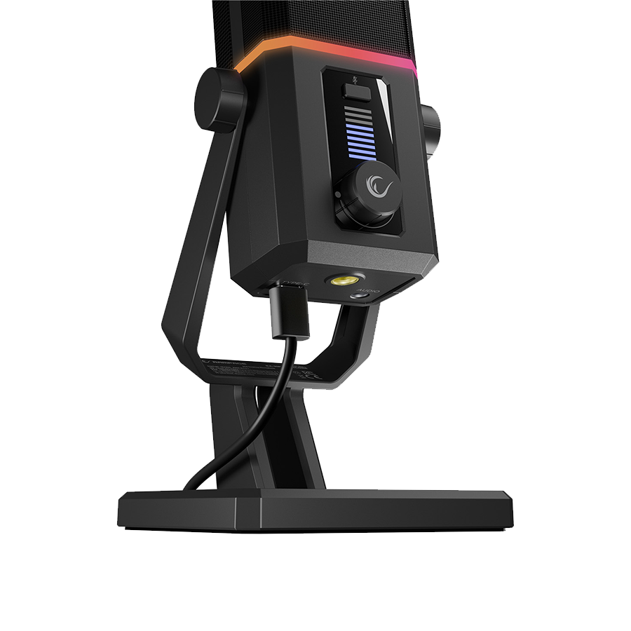 Mikrofon gaming RAMPAGE RA-MP75 CYCLONE Black Desktop Microphone with RGB Audio Indicator, 42249 - Image 2